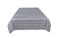 Sleepdown Gingham bedrukte decoratieve 100% katoenen halve Panama tafelkleed voor eettafel - duurzame vlekbestendige tafelhoes - grijs - 137cm x 229cm