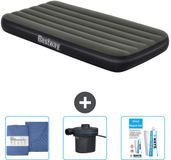 Bestway luchtbed - 1-Persoons - 99 x 188 x 28 cm - Blauw - Inclusief pomp - Hoeslaken - Pomp en Reparatieset
