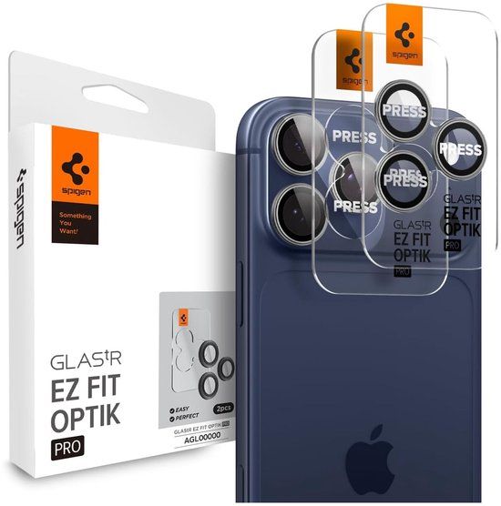 Spigen Camera Lens Protector Geschikt voor iPhone 17 Pro / 17 Pro Max - Glas.tR EZ Fit Optik Pro - 9H Tempered Glass - Gemakkelijke Installatie - Grijs 2-Pack