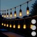 RexTech Solar lichtsnoer buiten 'Chain 15' - 15 filamentlampen - Met schemersensor - IP44 - Warm wit licht (2700K) - 50 lumen per lamp - ca. 15 meter lang - Zwart - Tuinverlichting op zonne-energie