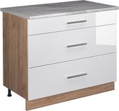 Vicco Keukenonderkast Fame-Line, Wit Hoogglans/Goudkleurig Eiken, 100 cm
