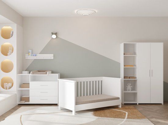 Cabino Born Lucky Luuk Meegroei Babykamer 3 Delig Compleet – Baby bed 70x140 cm – Commode – Kast – Wit