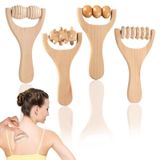 Merkloos Set van 4 Houten Massage Rollers voor Spierverlichting