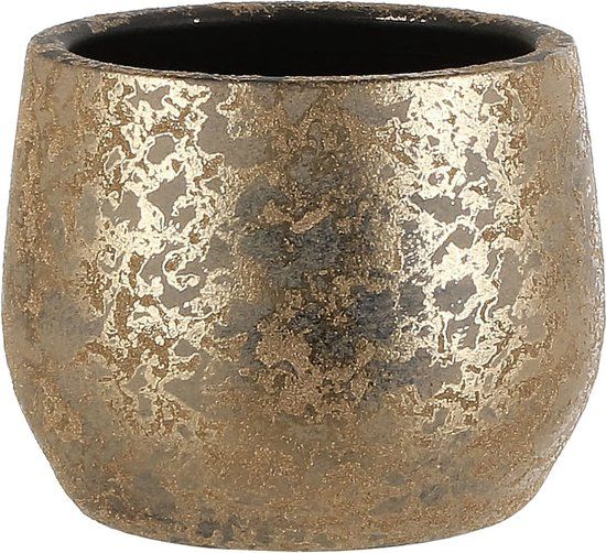 Mica Decorations Bloempot - goudkleurig - keramiek - 19 x 15 cm