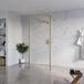 FortiFura Galeria Vrijstaande Inloopdouche - 90x200cm - Helder Glas - Antikalk - 8mm Veiligheidsglas - Geborsteld Messing (Goud)