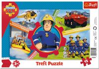 Trefl, Puzzel, framepuzzel met onderlegger, 15 delen, een dag met brandweerman, voor kinderen vanaf 3 jaar