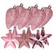 Pommes de pin et étoiles décorations de Noël - 12 pièces - plastique - rose