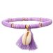 Deja Jewels Lookinggoodtoday Enkelband Platte Kralen Schelp & Kwastje - Paars
