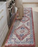 Merkloos Antifatique Keukenvloermatten, Waterdichte Antislip Keukenloper voor Zink, 60x150cm, Rood, Boho Design