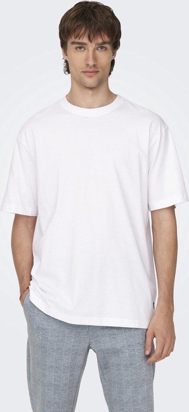 ONLY & SONS ONSFRED LIFE RLX SS TEE NOOS Heren T-shirt - Bright White - Maat XXL