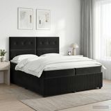 vidaXL Boxspringbed met matras, zwart, 200 x 200 cm, fluweel