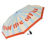 Fisura Originele "out of the office" gestreepte paraplu voor dames, klein, automatisch, reisformaat, winddicht, 96 cm diameter, open.