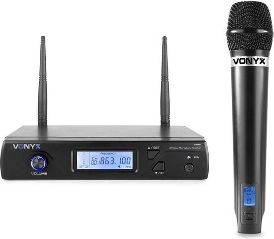 Vonyx WM61 Draadloze Microfoon - 16 Kanaals - UHF - Handheld - Zwart