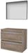 Basic-Line Framed 46 Badkamermeubelset - 80 x 46 cm - Greeploos - 2 Lades - Wastafelblad - Spiegel met Zwart Aluminium Frame - Scotch Oak
