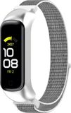 By Qubix - Nylon Sport Loop Bandje - Wit/Grijs - Geschikt voor Samsung Galaxy Fit 2