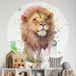 Lion Sticker Mural Rond / Cercle Enfants - Diamètre 90 cm - Adhésif + Protection Mate