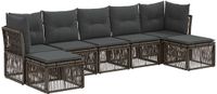 vidaXL Banc de jardin - Ensemble - 7 places - Gris - Polyrattan