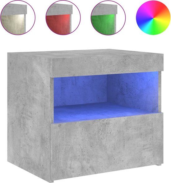 VidaXL Nachtkastje met LED-verlichting 50x40x45 cm betongrijs
