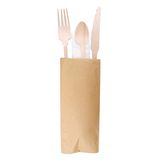 100 stuks - set vorken + messen + serv + lepel 'Classic' 20 cm natuurlijk hout