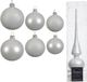 Kaemingk B.V. Grand paquet boules de Noël en verre hiver blanc brillant/mat 50x pièces - 4-6-8 cm incl. étoile mat 26 cm