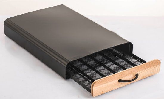 MSV Nespresso Capsule Opberglade – Keuken Opbergrek met Industrieel Design in Zwart en Hout voor Nespresso Capsules