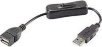 Renkforce RF-3322982 USB-kabel USB 2.0 USB-A stekker, USB-A bus 0.25 m Zwart Incl. aan/uitschakelaar, Vergulde steekcontacten