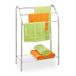 Relaxdays handdoekenrek, 3 stangen, met plank, staal, HxBxD: 83,5 x 57,5 x 25,5 cm, handdoekhouder vrijstaand, zilver