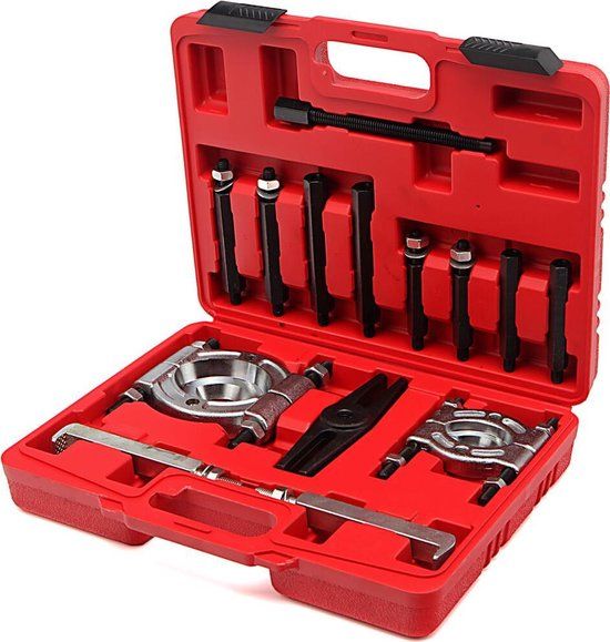 HBM 14 Delige Lagertrekkerset - Chroom-vanadiumstaal - Rood - 5 kg
