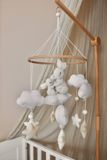 Little Loua Mama met baby konijn muziekmobiel Wit, beige, bruin