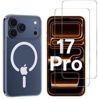 Phonillico® Hoes voor iPhone 17 PRO met 2 Gehard Glas Schermbeschermers - Geïntegreerde Magnetische Ring
