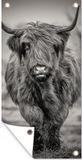 Merkloos / Sans marque GreatGardenPosters B.V. Tuinposter 40x80 cm - Schotse Hooglander - Zwart Wit