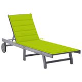 VidaXL Tuinstoel Lounge Gecapitonneerde zitting Acaciahout Groen, Grijs