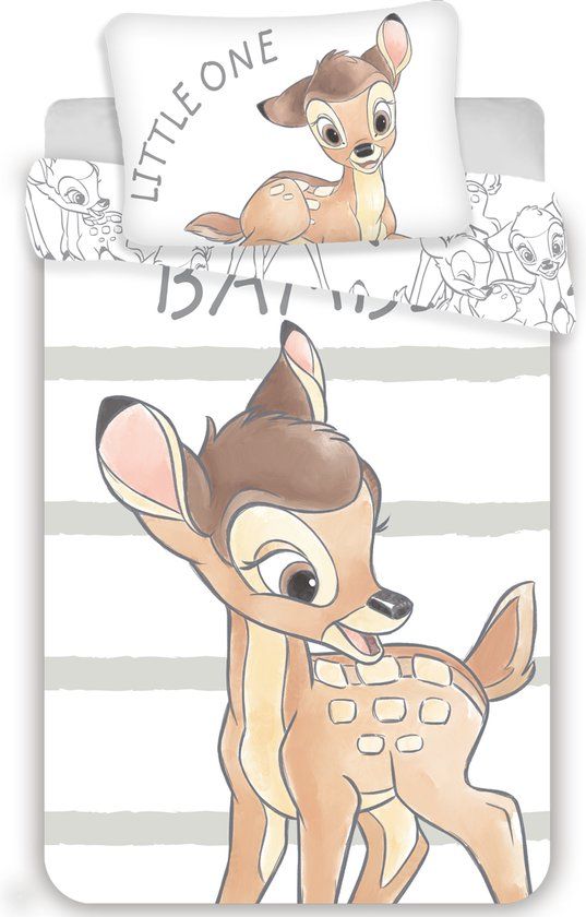 Disney Bambi Baby Dekbedovertrek, Little One - 100 x 135 cm + 40 x 60 cm - Katoen - Wit
