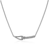 Zinzi Mart Visser by ZINZI zilveren ketting 45cm geknoopte vorm bezet met witte zirconia's MVC19