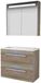 Basic-Line Premium 39 Badkamermeubelset - Ondiep - 80 x 39 cm - Met Grepen - 2 Lades - Acryl Wastafel - Zonder Kraangat - Spiegelkast met LED Verlichting - Scotch Oak