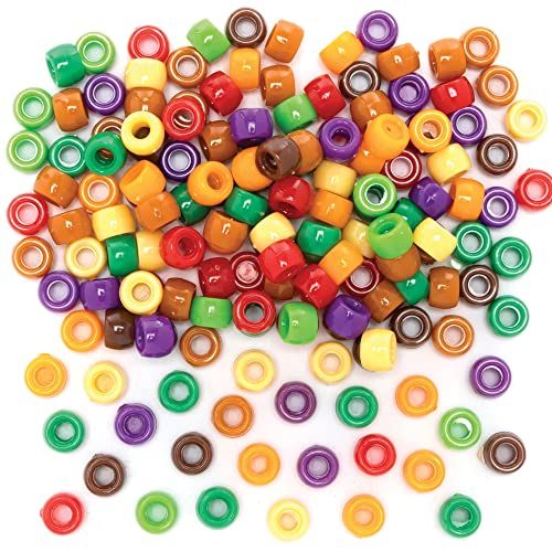 Baker Ross Kinder Craft Pony Beads - 600 Pack, Autumn Colors