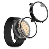 kwmobile 2x cover geschikt voor Suunto Nautic S - Fitnesstracker cover van gehard glas en kunststof frame set zwart / transparant