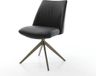 DELIFE Chaise de salle à manger Elso-Flex piètement croisé large finition titane cuir véritable noir pivotant à 360° noyau à ressorts ensachés