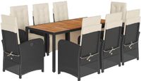 vidaXL 9-delige tuinset polyrattan zwart
