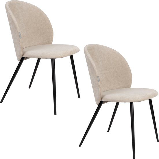 Zuiver Cozy Eetkamerstoelen Beige - Set van 2