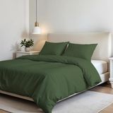 Italian Bed Linen Elegant dekbedovertrek, donkergroen, dubbele, 100% microvezel.