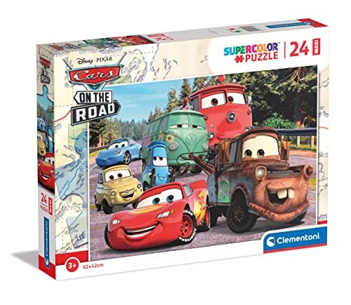 Clementoni Supercolor Disney Pixar Cars on the Road-24 stuks kinderen 3 jaar, puzzel cartoons, gemaakt in Italië, meerkleurig, 24239