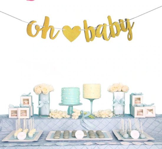 By Vicky Slinger babykamer - slinger babyverjaardag - slinger voor baby - babyslinger - gender reveal slinger - baby shower slinger - oh baby goud