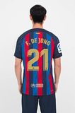 FC Barcelona - Officiële kit met huisnaam en -nummer, zonder shirt, F. DE JONG 21 seizoen 2022/2023 volwassene, sesam/blauw/rood