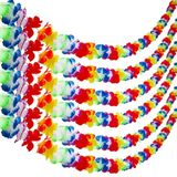 ANECO 6 Pack Kleurrijke Hawaiiaanse Luau Tropische Bloem Lei Garland Party Decoraties Hawaiiaanse Tropische Feestbenodigdheden, 10 Voet Elk