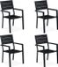 Chaise de jardin lot de 4 - Noir - Plastique, Acier - Avec accoudoirs - Jusqu'à 150 kg