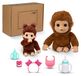 Peluche singes, set de deux – interactif, 26 et 18,8 cm, convient aux enfants à partir de 4 ans