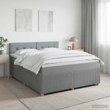 vidaXL Boxspringbed met matras, lichtgrijs, 140 x 190 cm, stof