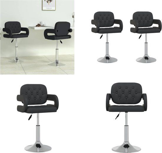 vidaXL Eetkamerstoelen draaibaar 2 stuks kunstleer zwart