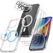 Podec Coque MagSafe pour iPhone 13 – Transparente avec support anneau – 3 protections d'écran et 3 protections d'appareil photo incluses
